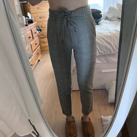 Zara Houndstooth Paperbag Cropped Dress Pants - Picture 1 of 2